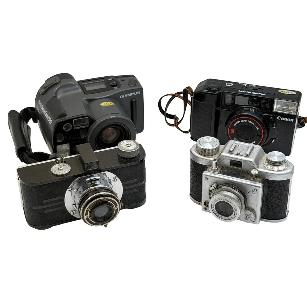 Vintage Camera Lot Canon Sure Shot AF35M II Olympus Samoca 35 II Argus A AS-IS